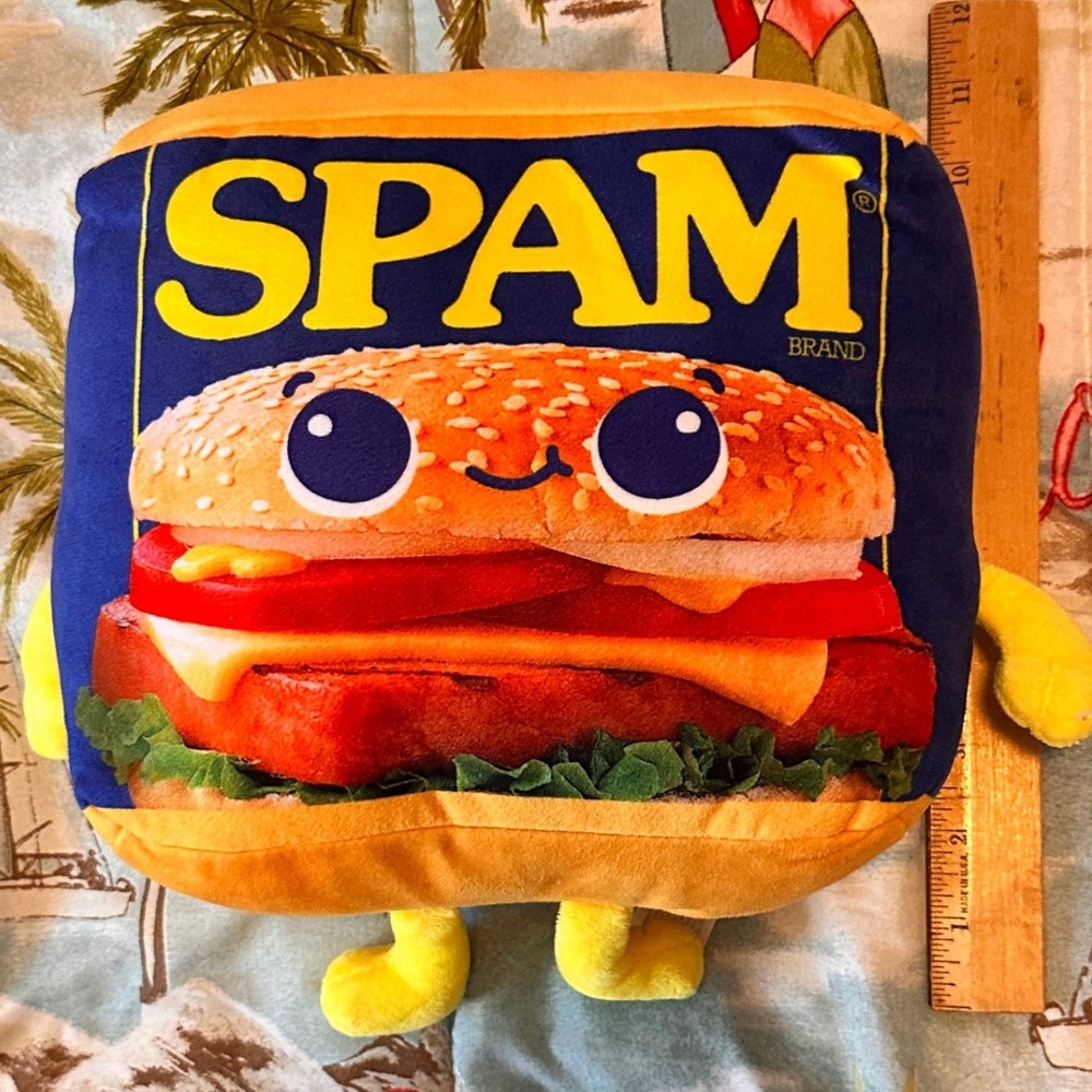 Spam Brand Burger Plush Pillow Fiesta Soft Food Mascot Blue Yellow - Picture 4 of 8